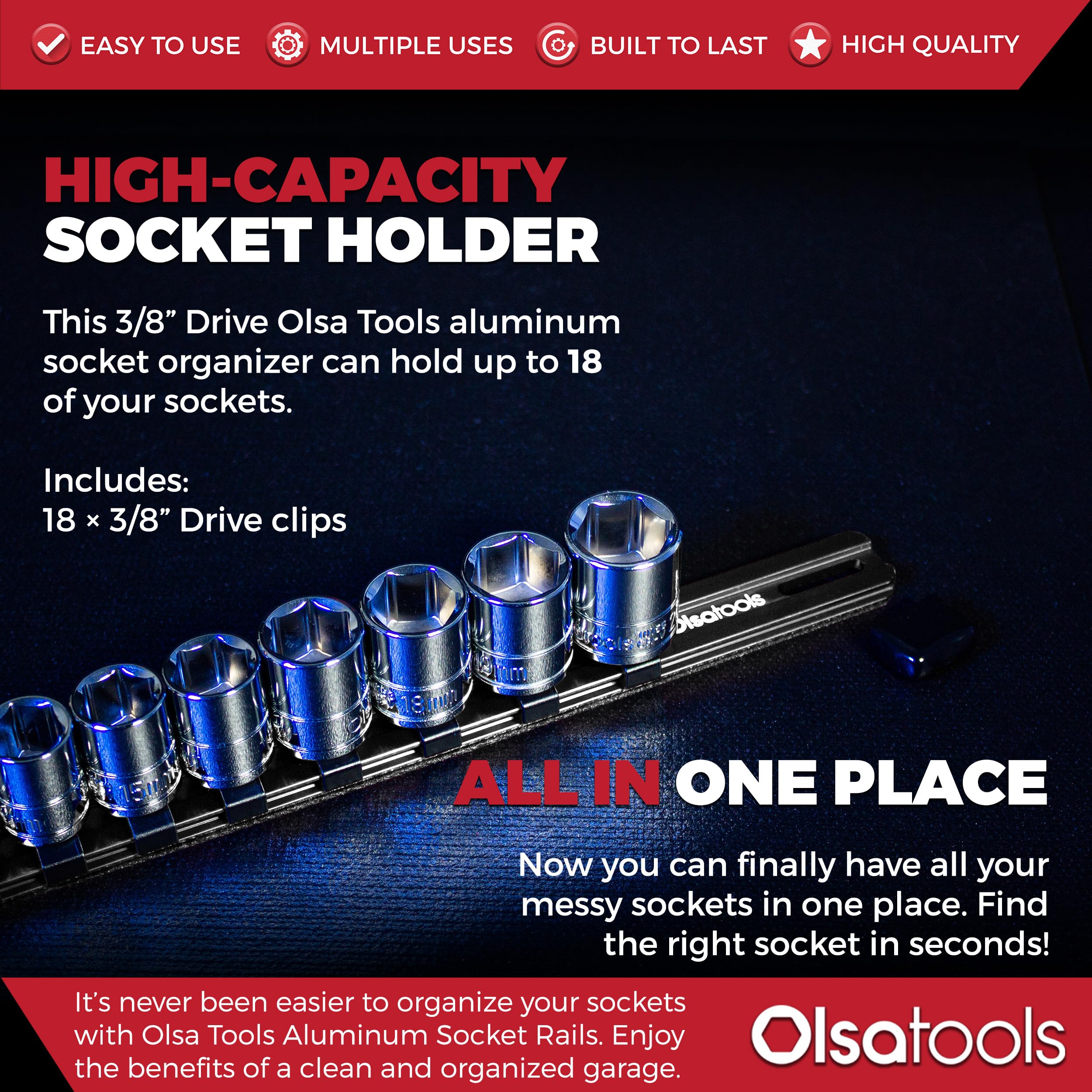 Olsa Tools Socket Rail - Organize Your Sockets! -2 Olsa Tools Socket Rail - Organize Your Sockets! -2