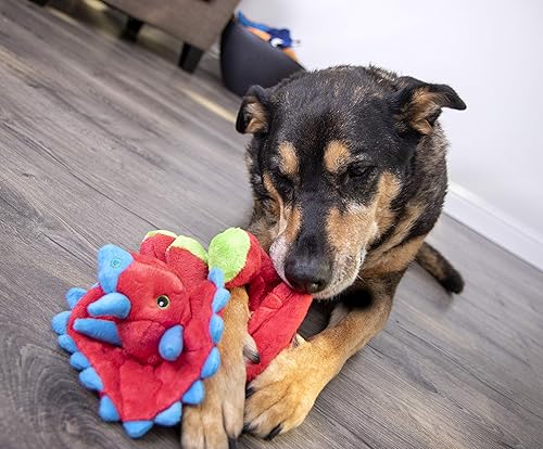 Vista 59 de goDog Dinos Spike Squeaky - Juguete de peluche para perro, tecnología Chew Guard, verde, pequeño Dinos Bruto (Púrpura)