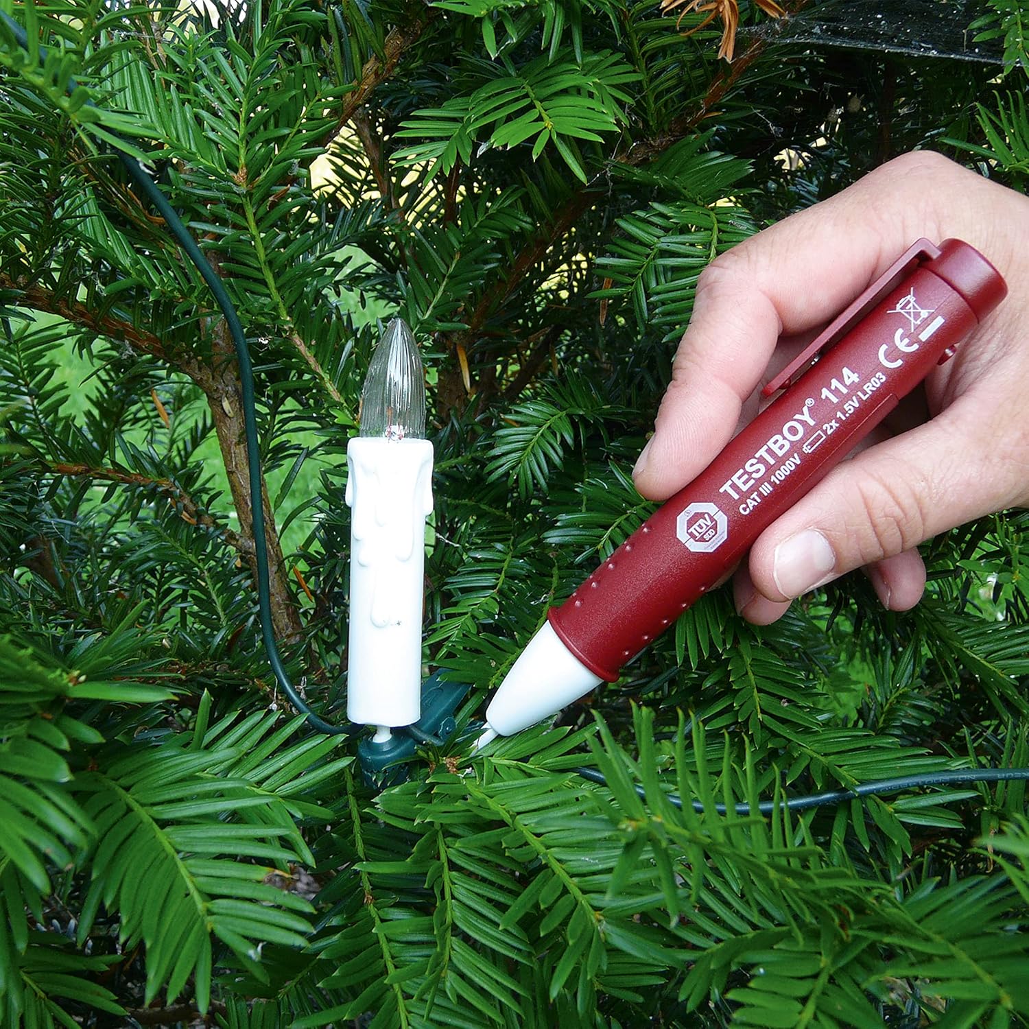 114 Tester, Battery Powered, Voltage Range 12-1000 V/AC, Max AC 1000 V, LED Torch Function, Housing Made of ABS-plastic, TÜV/GS-tested, IEC/EN 61010-1 (DIN VDE 0411)