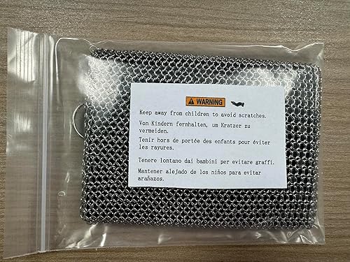 Miniatura 4 de Limpiador de malla de hierro fundido, anillo fino, limpiador de sartén de acero inoxidable 316, silicona integrada con anillos soldados, para