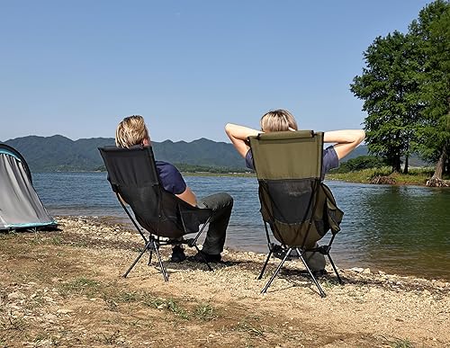 Miniatura 7 de MARCHWAY Silla de camping plegable ligera con respaldo alto con soporte para la cabeza, estable y portátil compacta para campamento al aire libre,