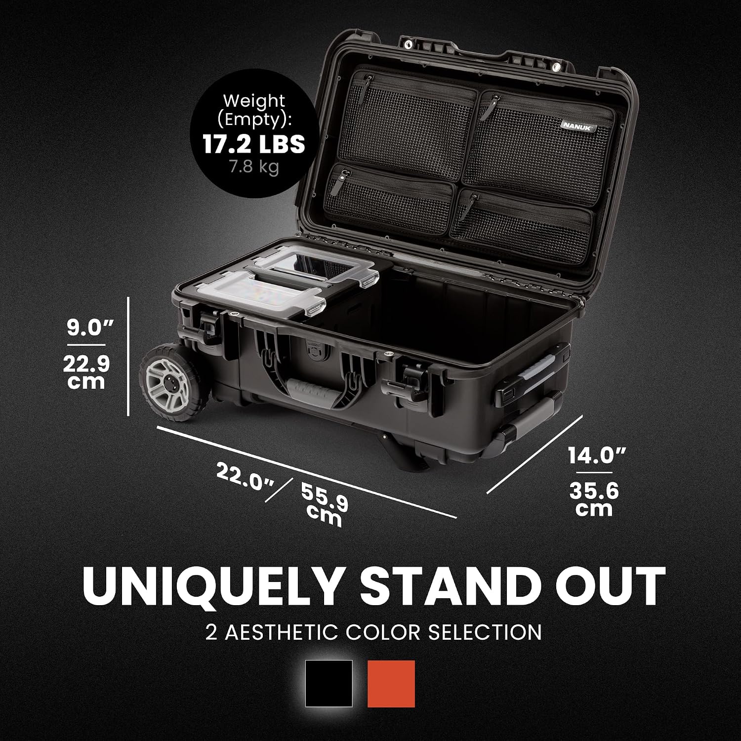 NANUK Trail 30 – 28.5L (7.5-Gallon) Waterproof Storage Box – Wheeled and Modular Cargo Case for Camping, Fishing, Hunting & Outdoor Storage - Dustproof and Impact Resistant (22" x 14" x 9") – Black image 5
