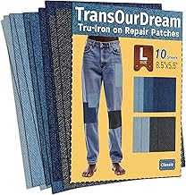 Toppe termoadesive per Jeans (10 Pezzi, 8,5" x 5,5"), Grandi Toppe in Denim per la Riparazione di Jeans, Riparazione di Abbigliamento (5 Colori)