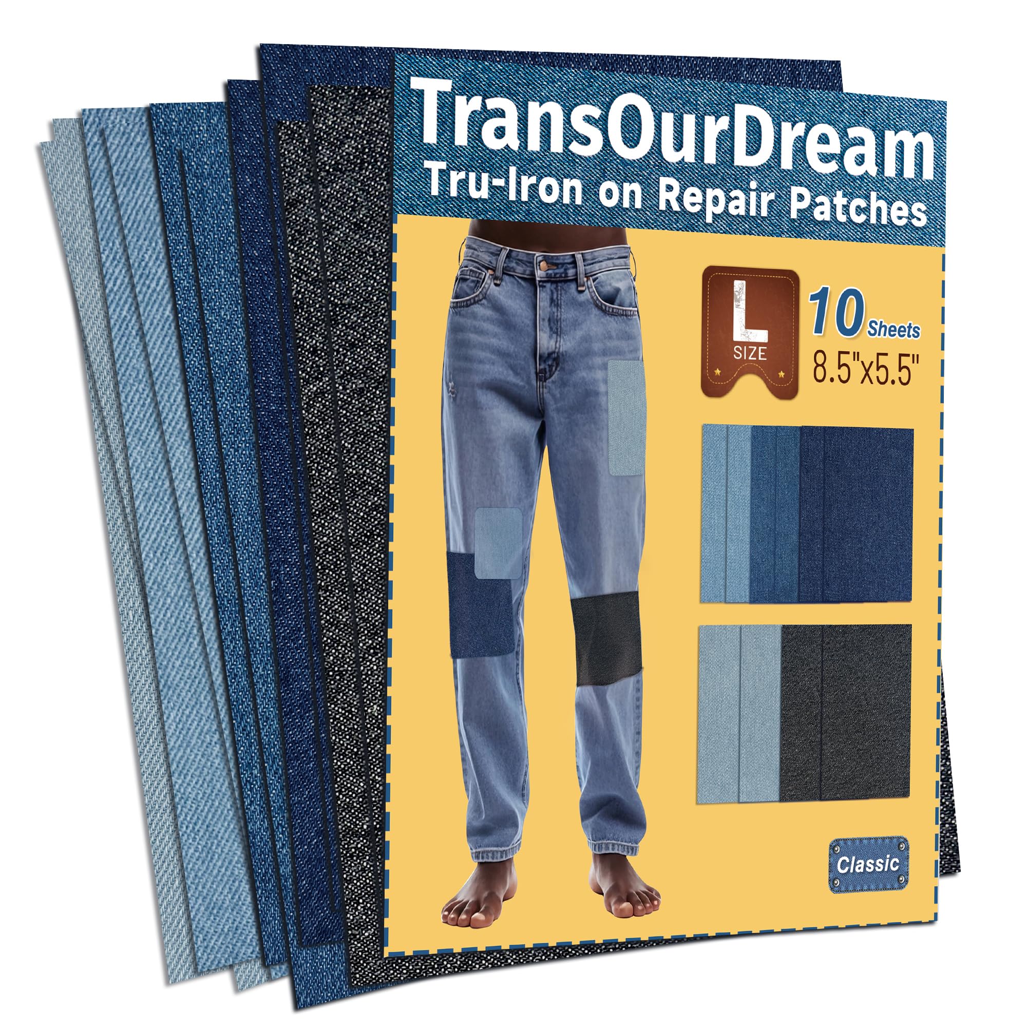 TransOurDream Vrai Patch Jeans Thermocollant Tissu, A5 (14,8