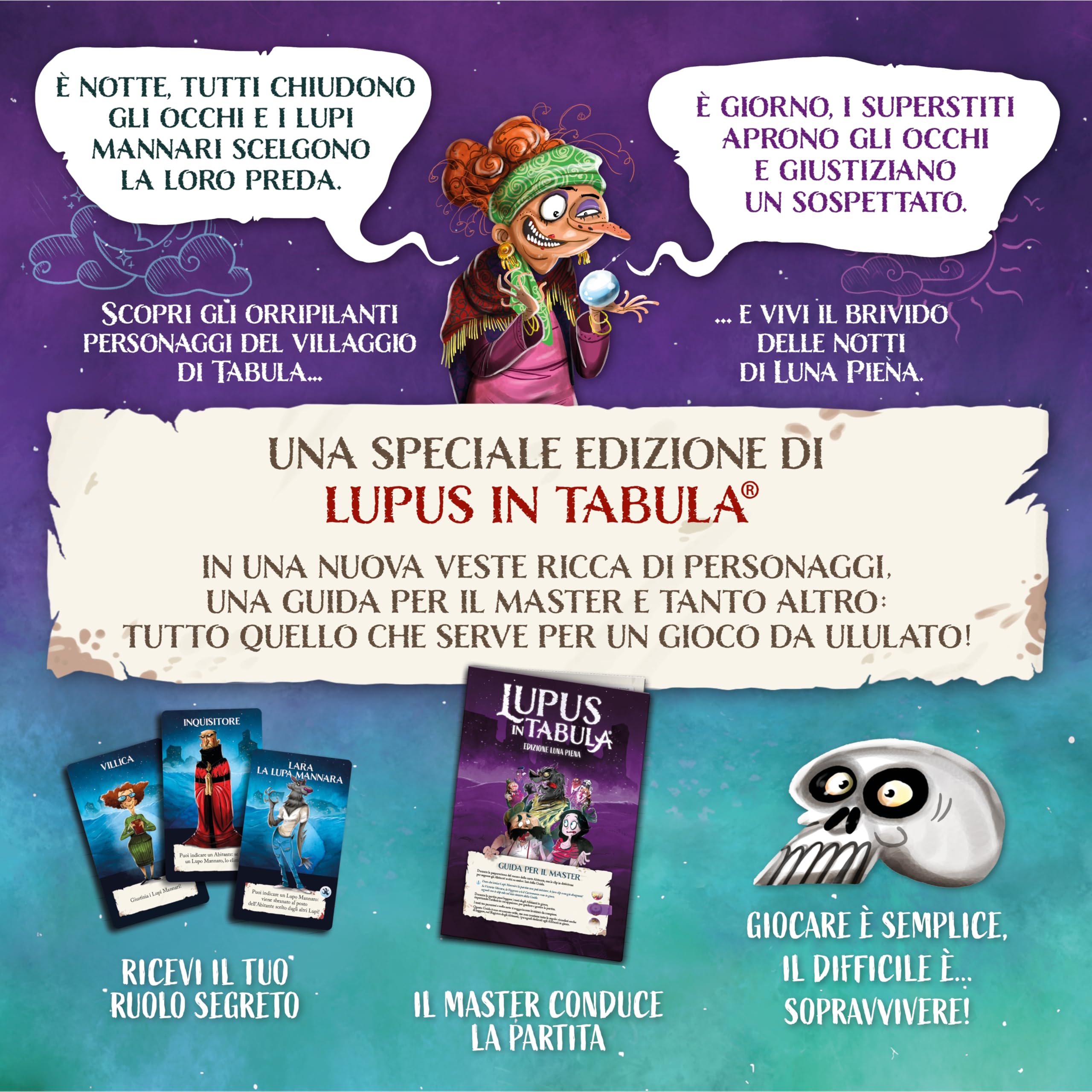 Lupus in Tabula - Edizione Luna Piena - 12 Nuovi Personaggi - Materiali Extra - Aiuti per il Master - 8+ Anni - 8-24 Giocatori - 30 Minuti