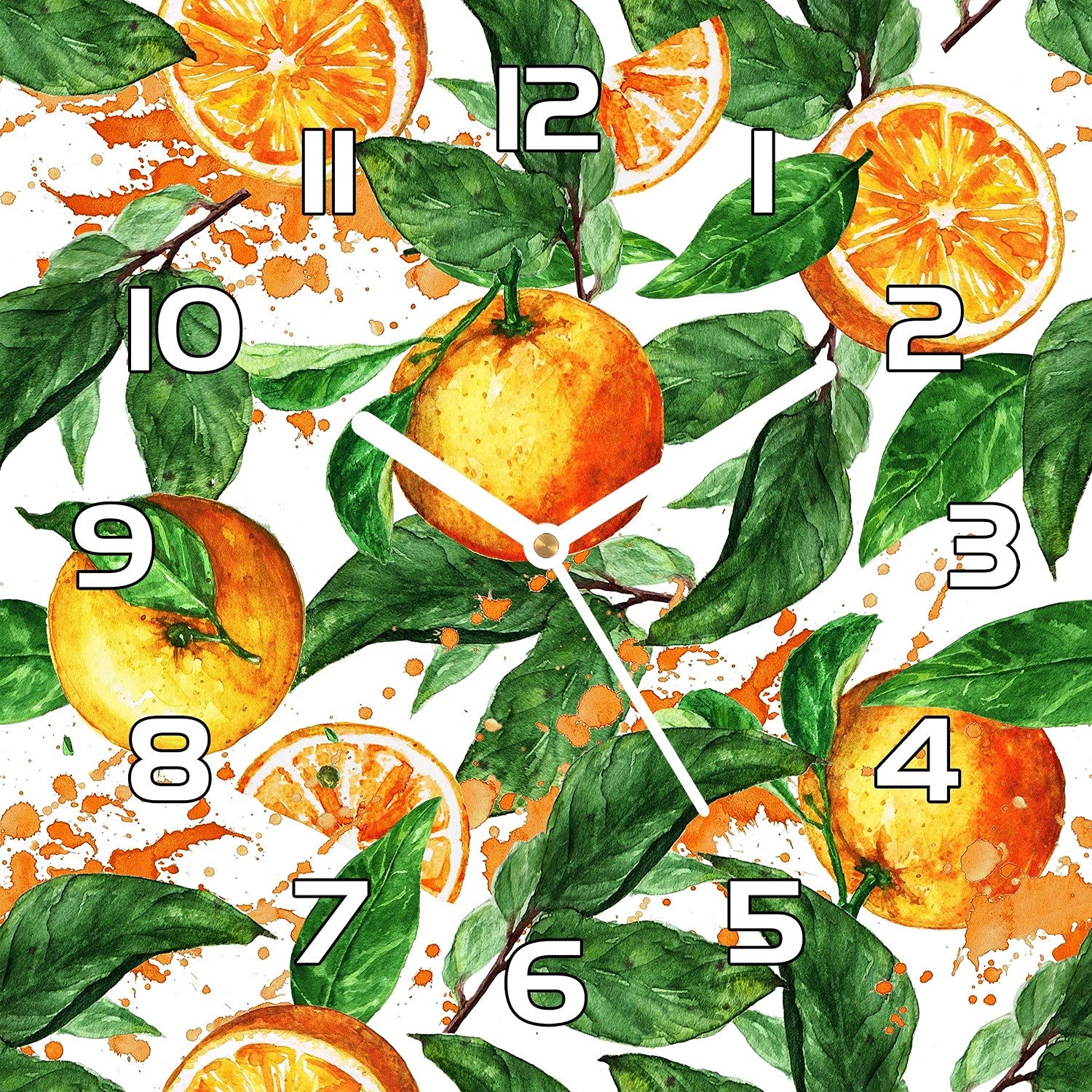 Horloge en verre cuisine salon Les Oranges Part décoration murale