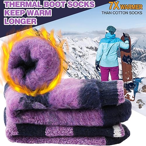 Miniatura 3 de MOGGEI 3 pares de calcetines térmicos de invierno para mujeres y hombres, gruesos, extra cálidos, aislados, calcetines para botas de esquí para