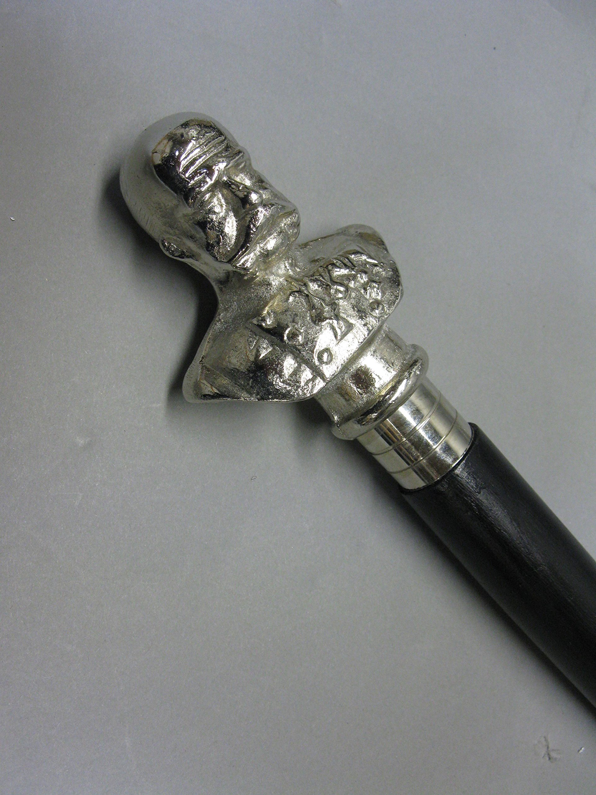Militär Holz Gehstock Spazierstock Wanderstock Kaiser Franz 95 cm mit silbernen Metall Griff Walking Stick M 93