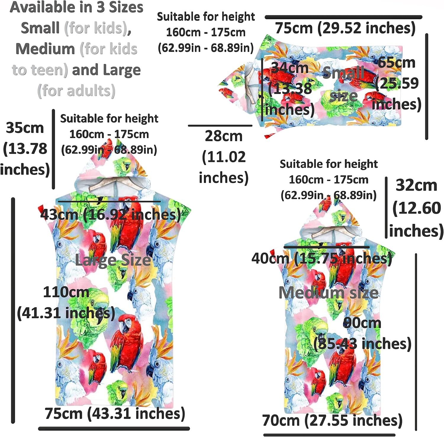 kaylz Microfiber Surf Poncho Wearable Beach Towel Oversized, Kids Adult Hooded Towel Quick Dry Changing Poncho (Pattern P 27) (70 * 90cm (27.56 * 35.43 inches))