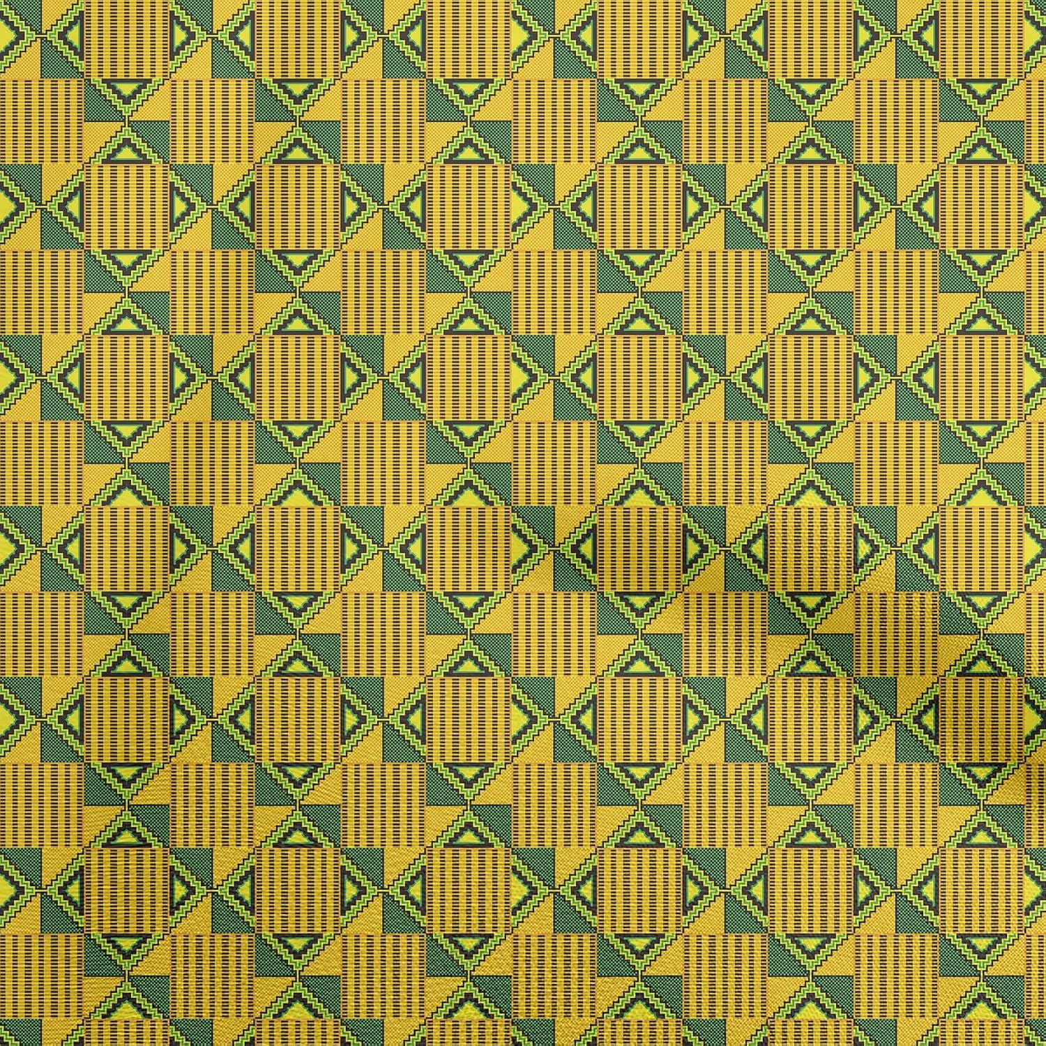 oneOone Viscose Chiffon Green Fabric Tribal Quilting Supplies Print Sewing Fabric by The Yard 42 Inch Wide