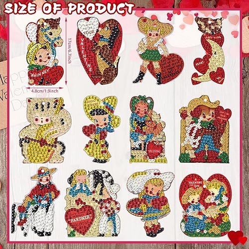 Miniatura 6 de Outus 24 llaveros de pintura de diamante de doble cara 5D Kit de llavero de diamante DIY para principiantes, niños y adultos, Cowboy