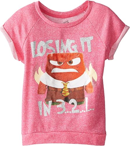 Disney Sudadera de rizo francés Inside Out para niña, Rosado encendido Heather, 