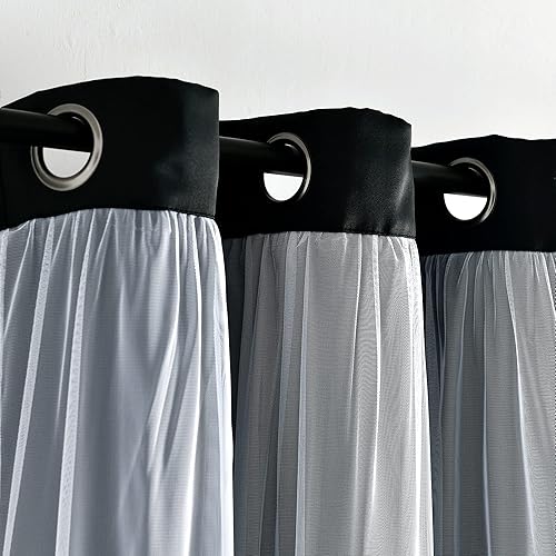 Miniatura 2 de Lush Decor Panel de cortinas traslúcidas con ojales con forro opaco aislante, juego de cortinas para oscurecer la habitación (par), 38 pulgadas de