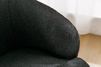 Yoglad Small Swivel Barrel Chair Comfy Boucle Accent Chair with 360 Swivel, Sherpa Single Sofa Armchair for Living Room Bedroom Nursery (Teddy Black)