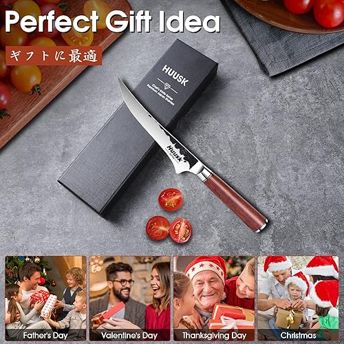 Miniatura 9 de Cuchillo de chef japonés Nakiri de 6.5 pulgadas con cuchillo Gyuto de 8 pulgadas con cuchillo de deshuesado forjado a mano de 6 pulgadas,