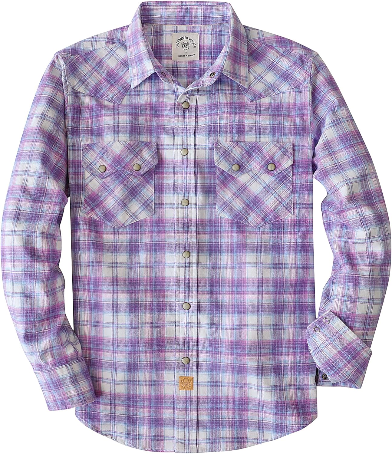 Dubinik® 6.3 oz Flannel Shirt for Men Long Sleeve Casual Cozy Snap Button Western Plaid Shirts Soft Pure Cotton