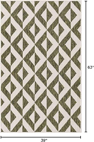 Vista 146 de Unique Loom Unique Loom Outdoor Collection - Alfombra de área - Napa (3 pies 3 pies, redonda, amarillo y aguamarina/amarillo)