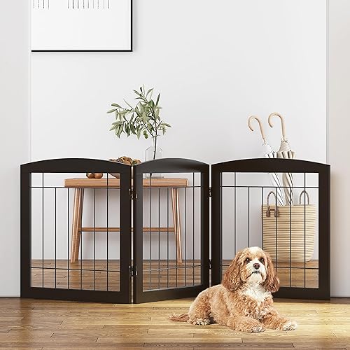 Miniatura 10 de PAWLAND Puertas independientes para perros, para la casa, escaleras, puertas, interiores, plegables, de madera, pequeñas, blancas, para cachorros,