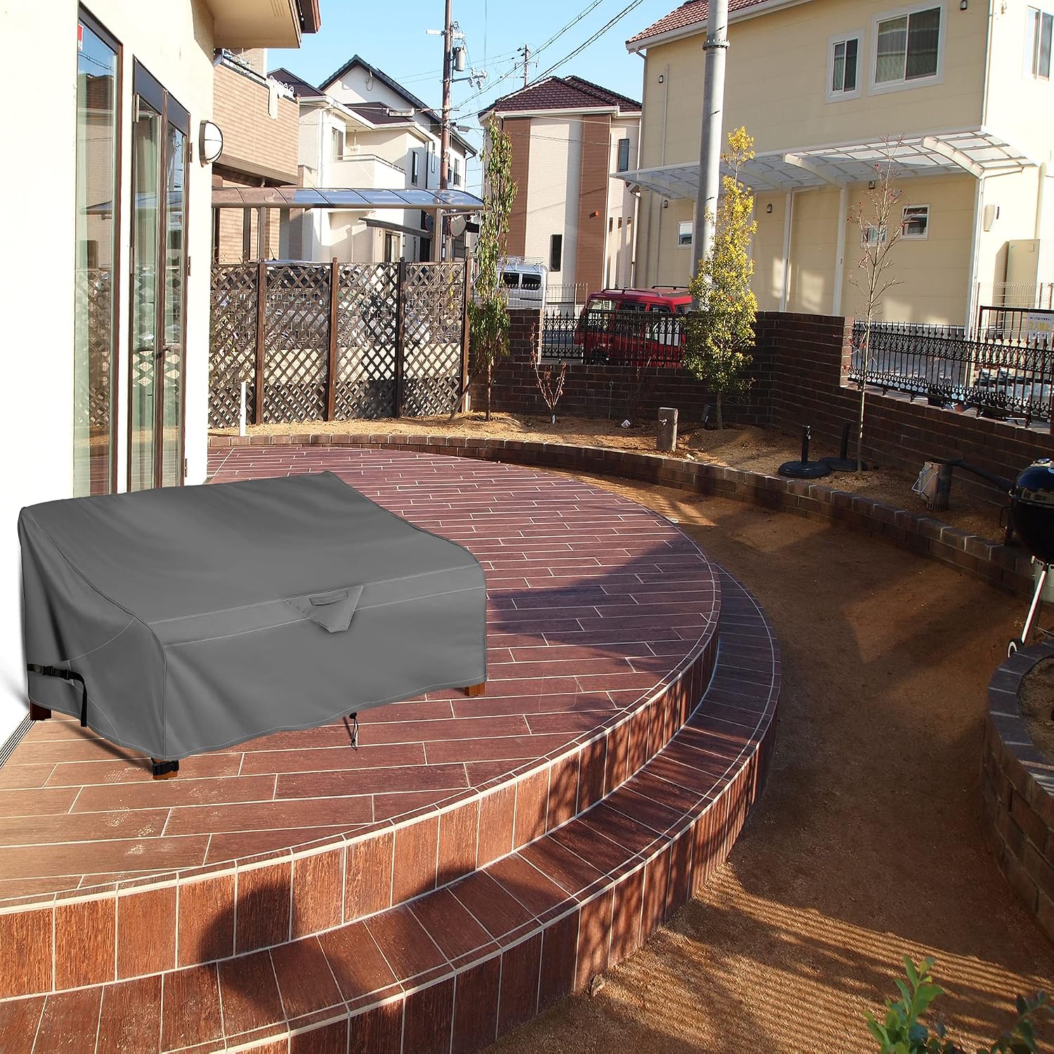 パティオカウチ ラブシートカバー 高耐久 パティオ家具カバー 100%防水 屋外ソファカバー 【素材】 素晴らしいフィットと全天