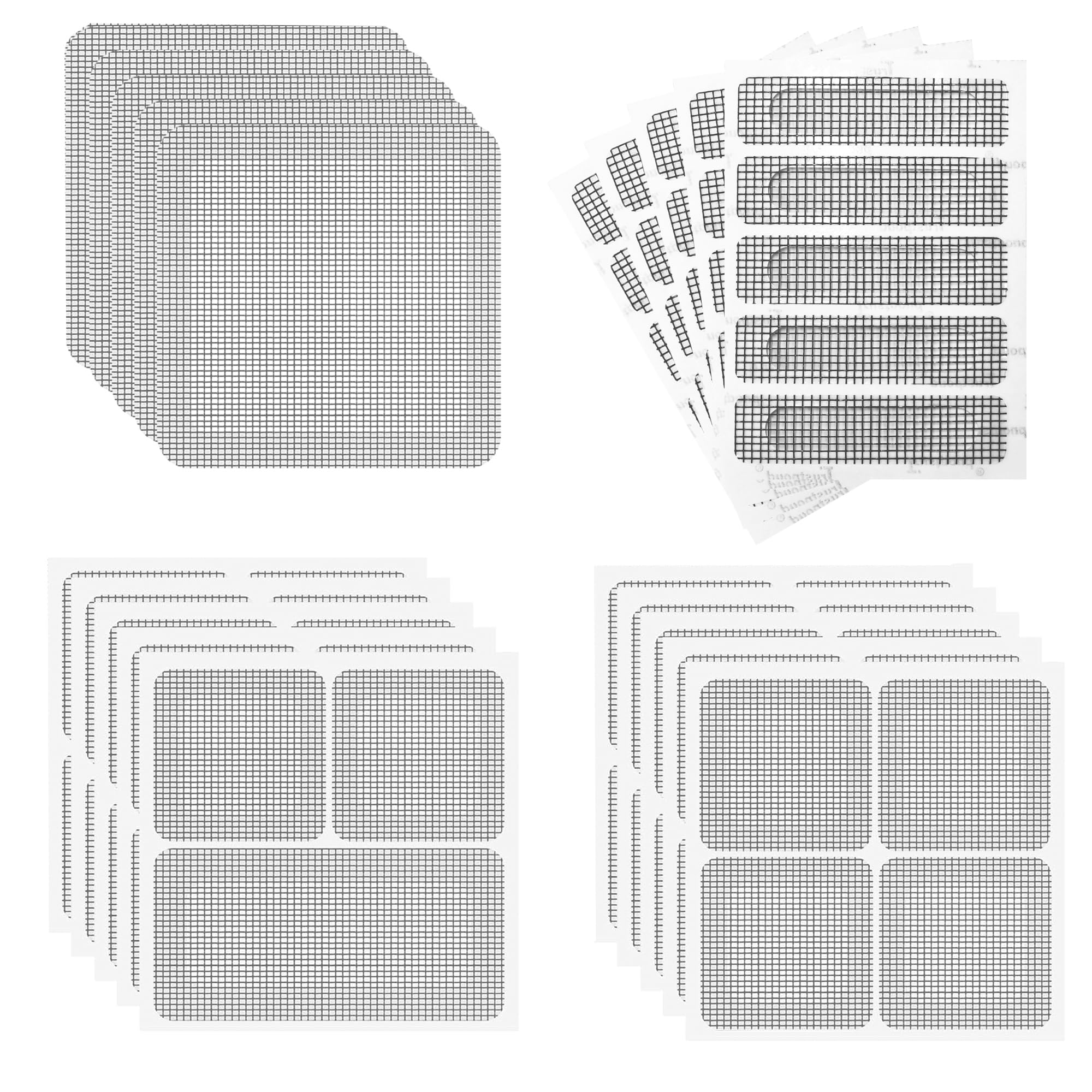65pcs Nastro Ripara Zanzariere in 4 Dimensioni, Ripara Zanzariere Adesivo Invisibile, Adesivo Nastro Zanzariera Ripara per Protezione Dagli Insetti, Finestre e Porte, Grigio