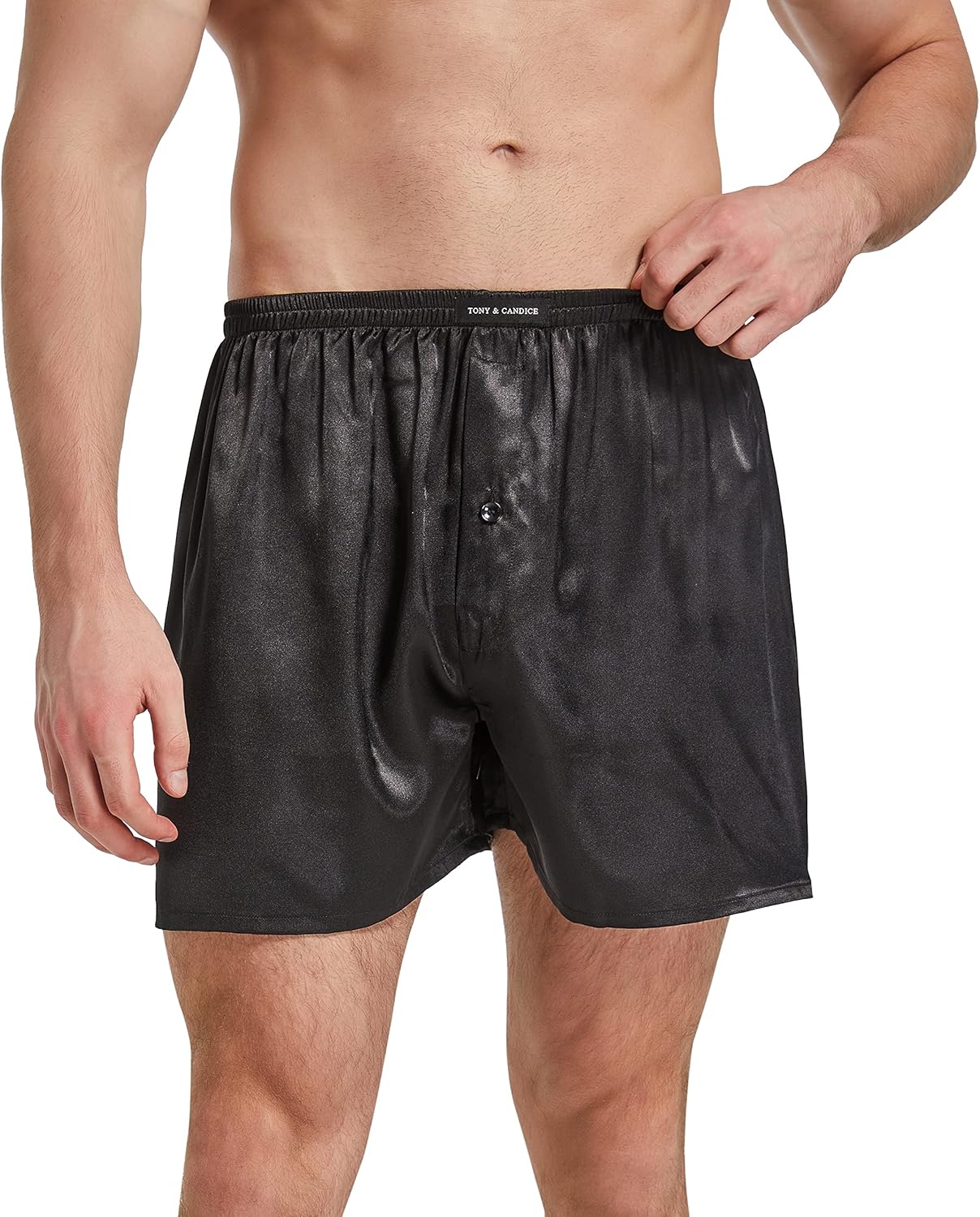 Sanraflic® Men's Satin Boxer Briefs Pack, Silk Feeling Sleep Shorts with Fly Underwear - Image 3