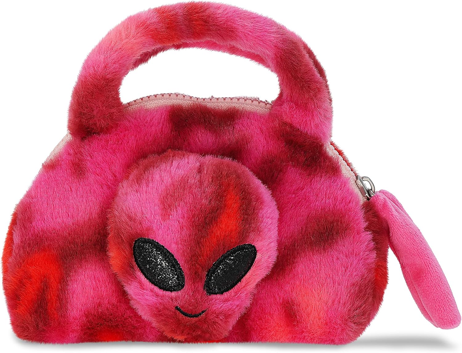 DolliBu Green Alien Purse Plush Bag - Super Soft Stuffed Alien Purse for Kids, Fluffy Space-Themed Plush Bag for Girls and Boys with Handles and Zipper - 8 Inches