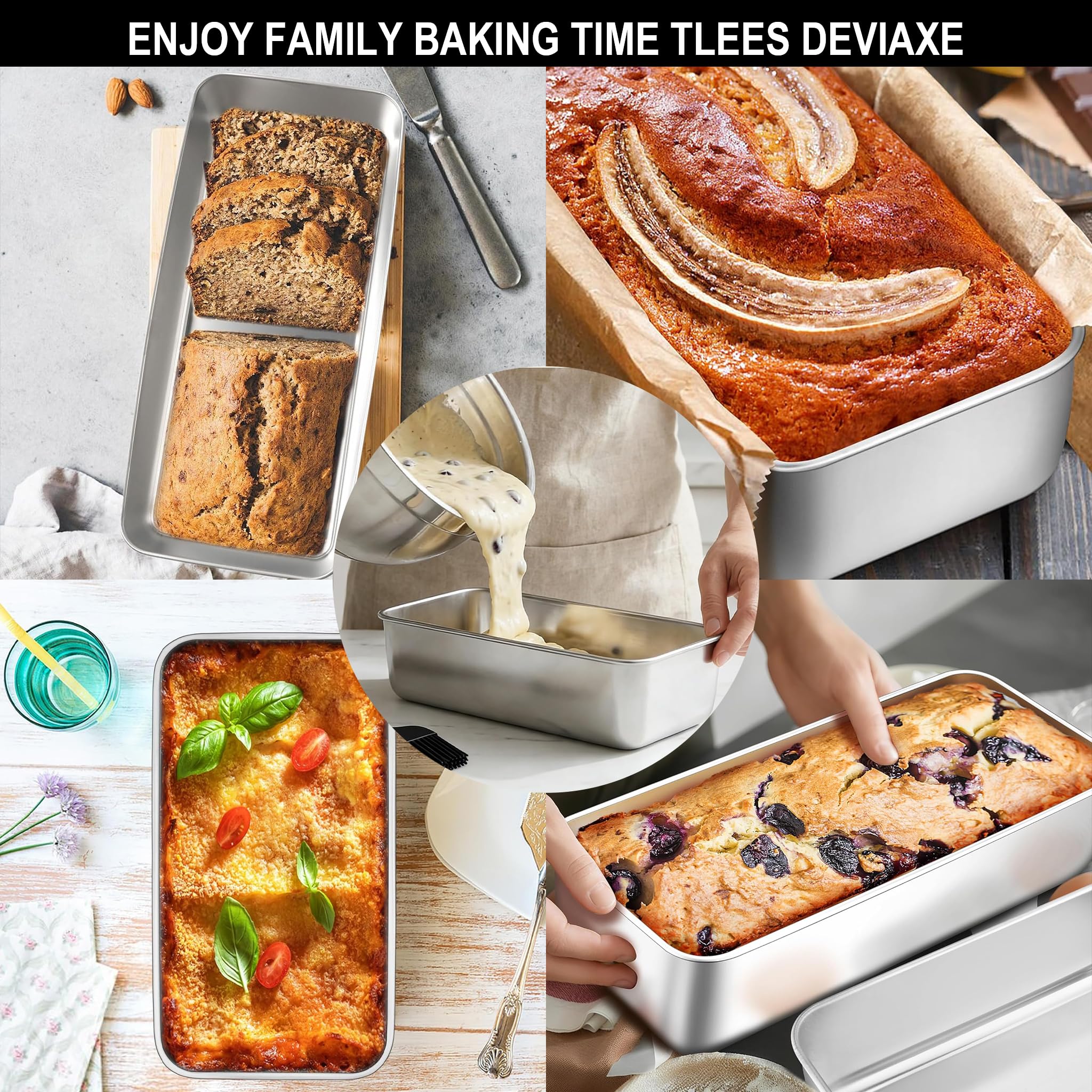 Moule à Pain en Acier Inoxydable 2 Pièces, Moule Rectangulaire 30 cm pour Pain et Gâteau, Moule à Pain Grillé Haute Qualité pour la Maison et la Boulangerie