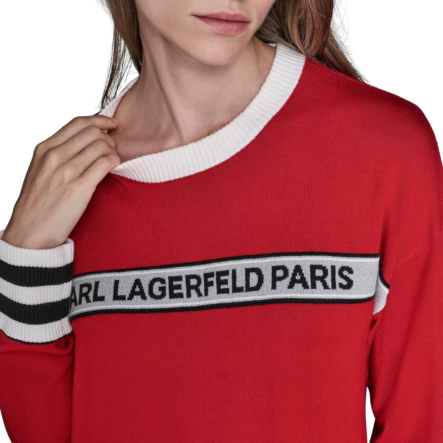 Karl Lagerfeld Womens Long Sleeve Crew Neck Logo Sweater - Image 5