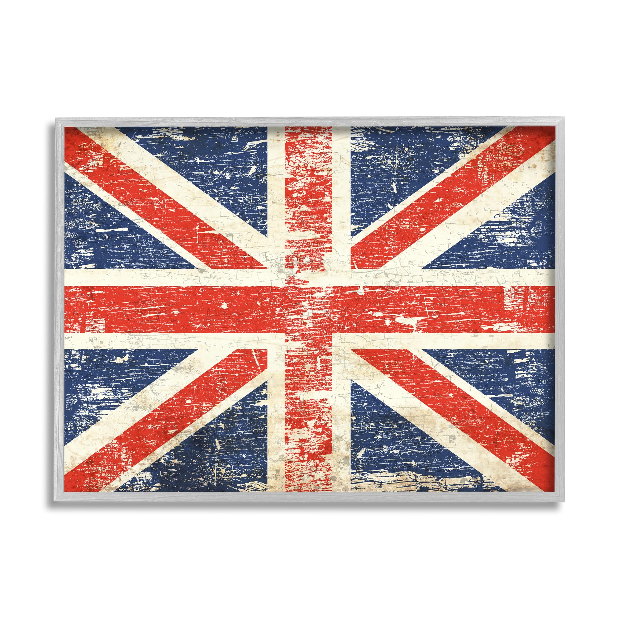 Stupell Industries Rustic United Kingdom Flag Gray Framed Giclee Art Design by Peter Horjus