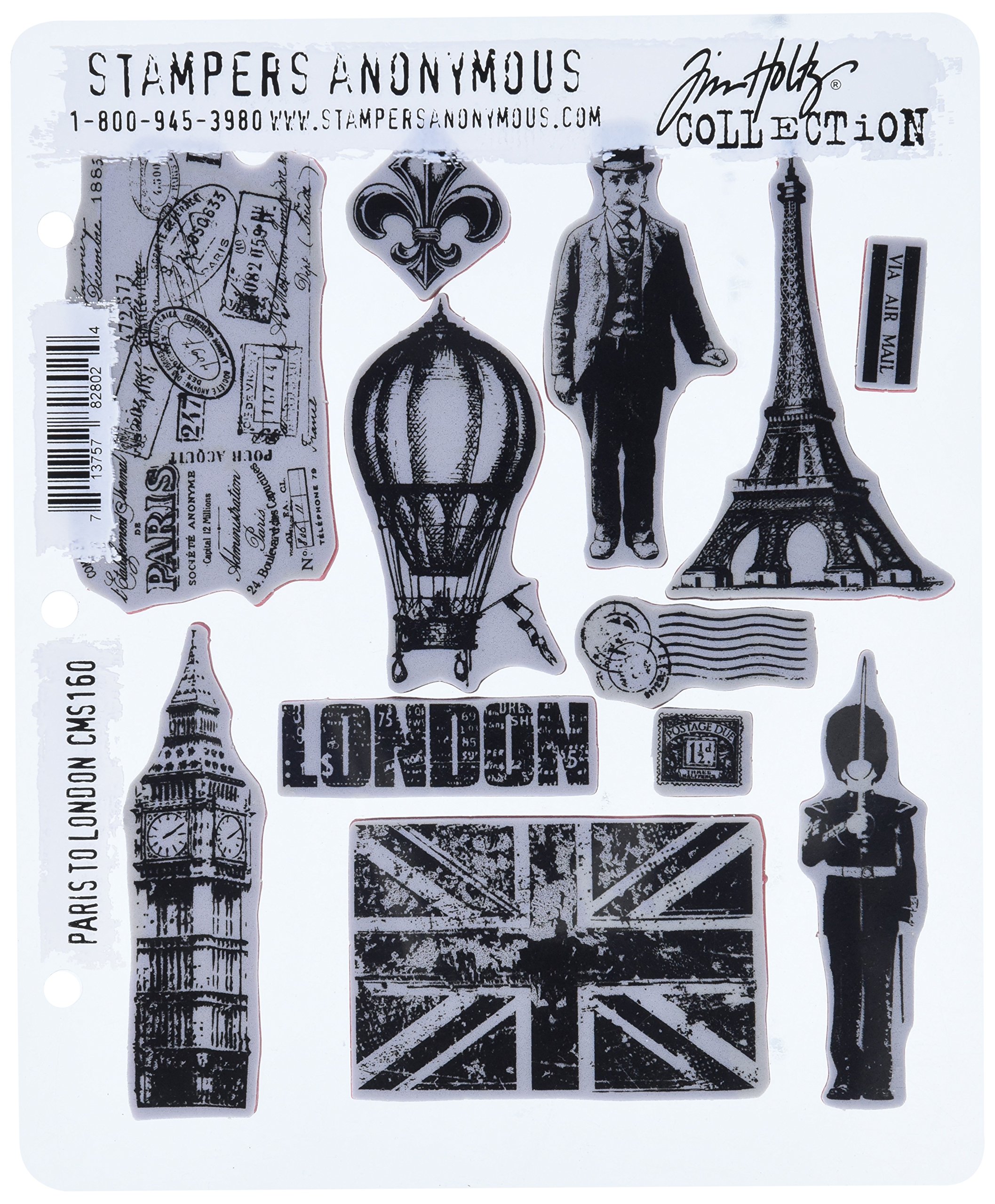 Tim Holtz yapışkan mühür seti, damga anonymous, sanatsal aletler, lastik mühür Paris To London kırmızı
