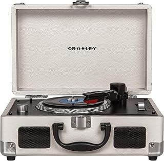 Crosley CR8050A-WS Mini Suitcase Turntable for 3-inch Vinyl Records, White Sand