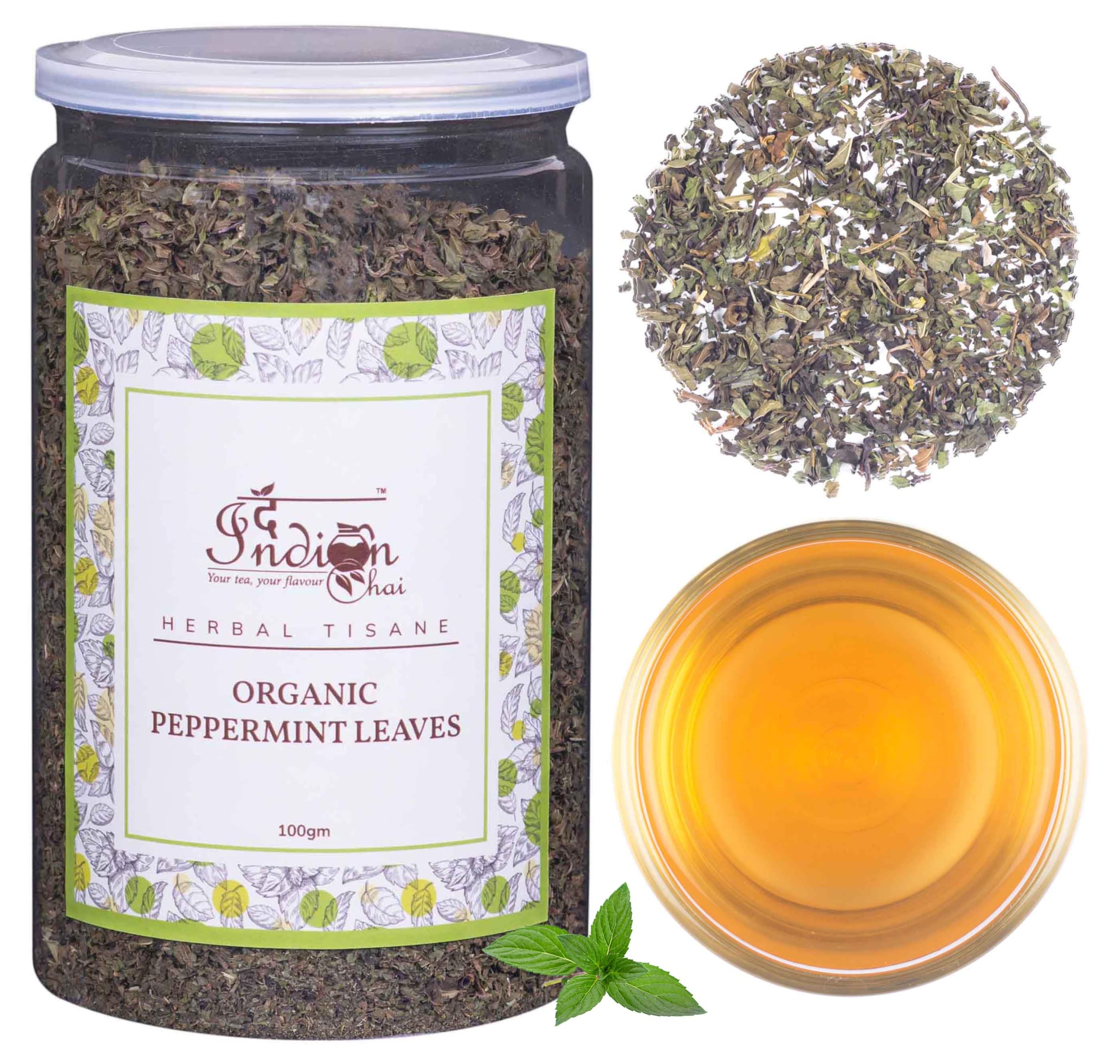 The Indian Chai - Organic Peppermint Tea 100g | Naturally Caffeine Free | Herbal Infusion | Helps Soothe Digestion | For Face and Skin