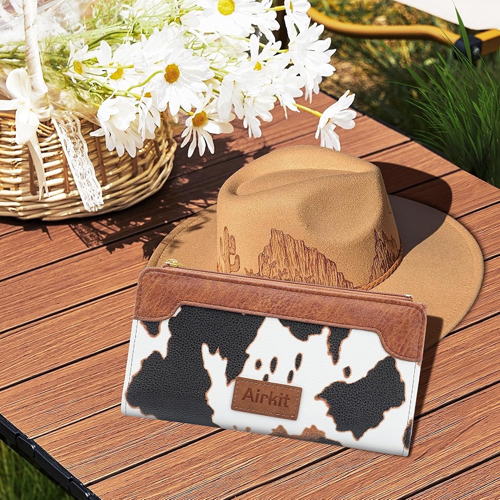 Airkit Cow Print Wallets for Women Bifold Credit Card Holder, Rfid