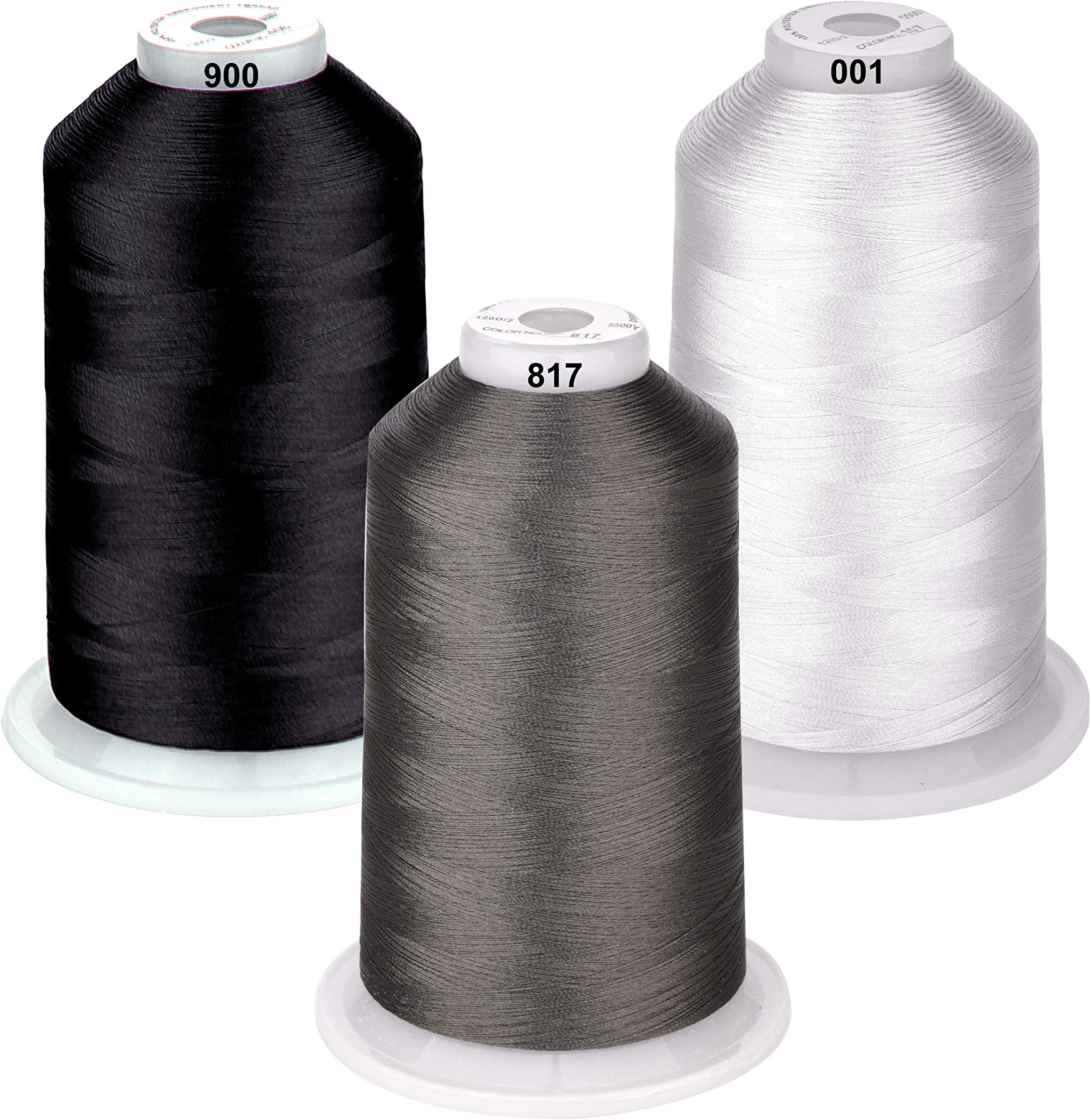 26 SELECTIONS - Different Packs of Grey Polyester Embroidery Machine Thread - Large Spool 5500Y for All Purpose Sewing Machines - Essential Color 3