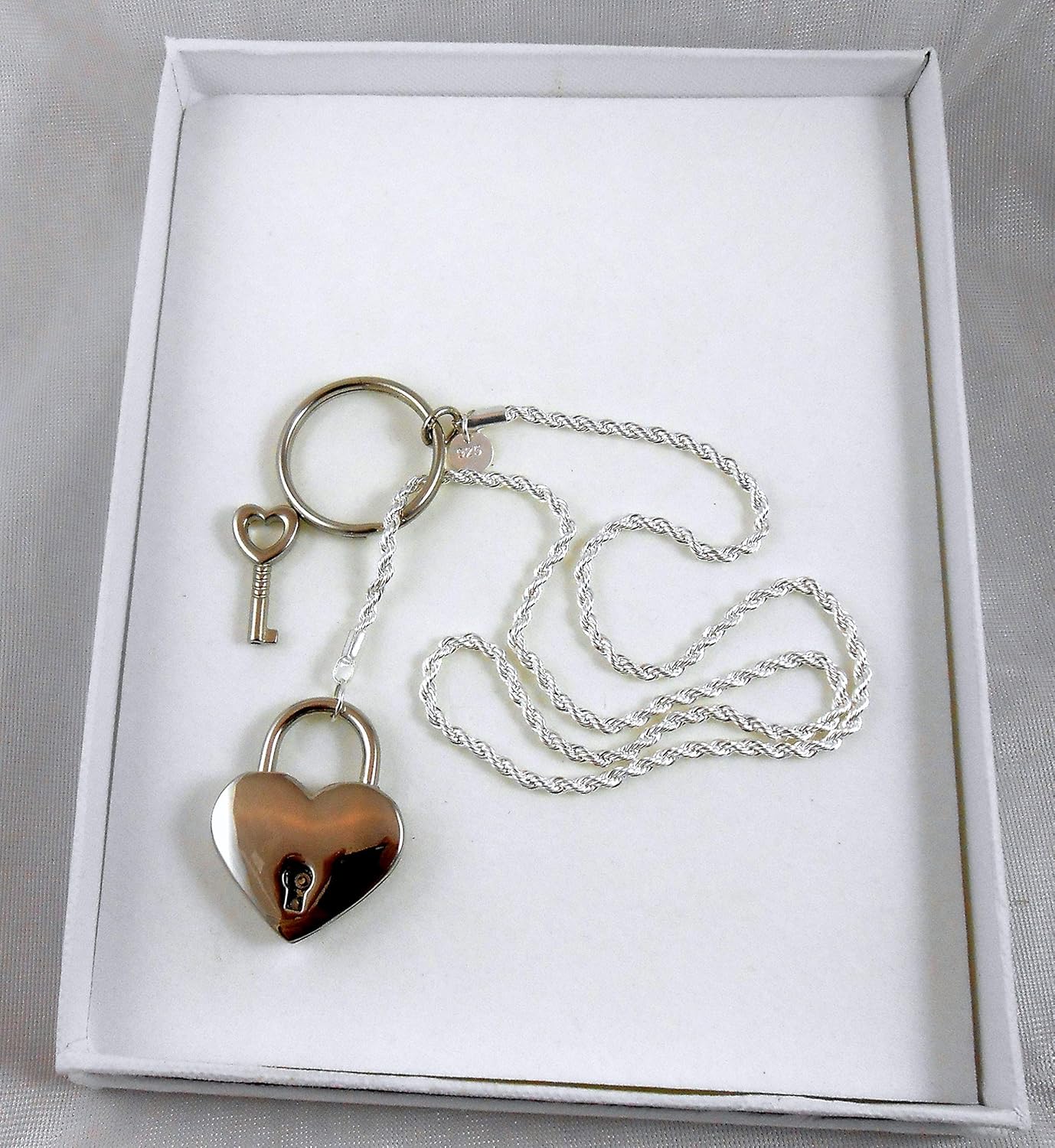 A SHER’S CREATION Locking Day Collar Necklace 2mm Twist Chain Sterling Silver or Gold Plated Stainless Steel Heart Padlock and Key Romantic Statement symbol Jewelry For Men Women Biker Gift - Image 6