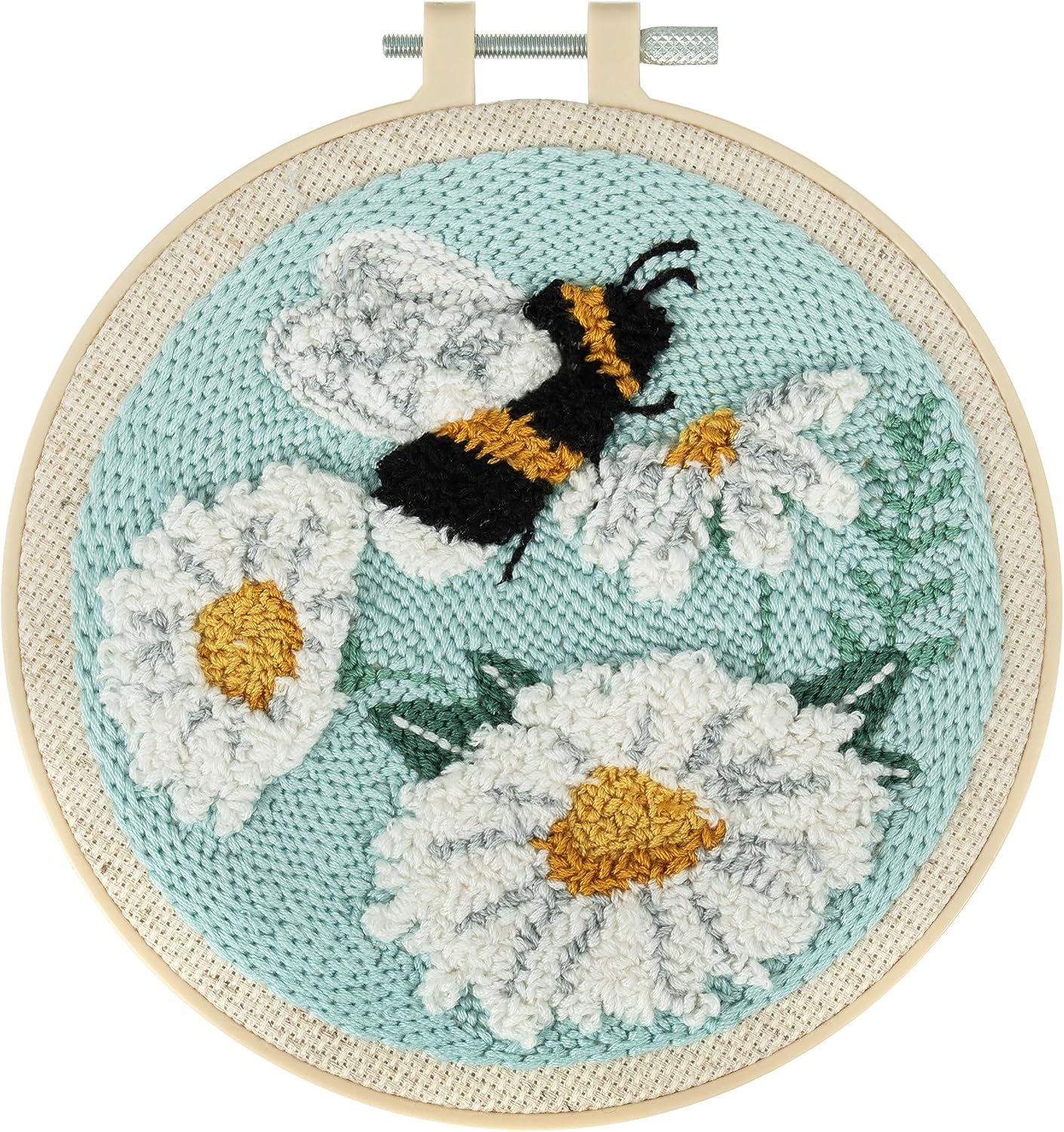 Trimits Embroidery Punch Needle Hoop Kit, Floral Bee, 15.2cm 6”