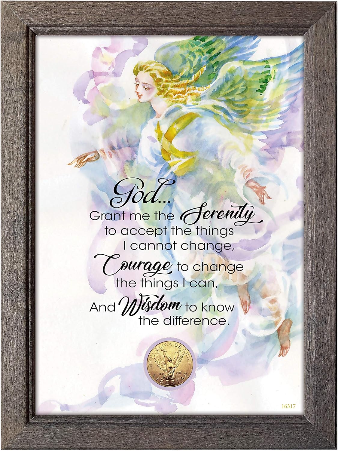 American Coin Treasures Serenity Prayer Coin Frame | Genuine Angel Coin | 5x7 Tabletop Decor | Certificate of Authenticity