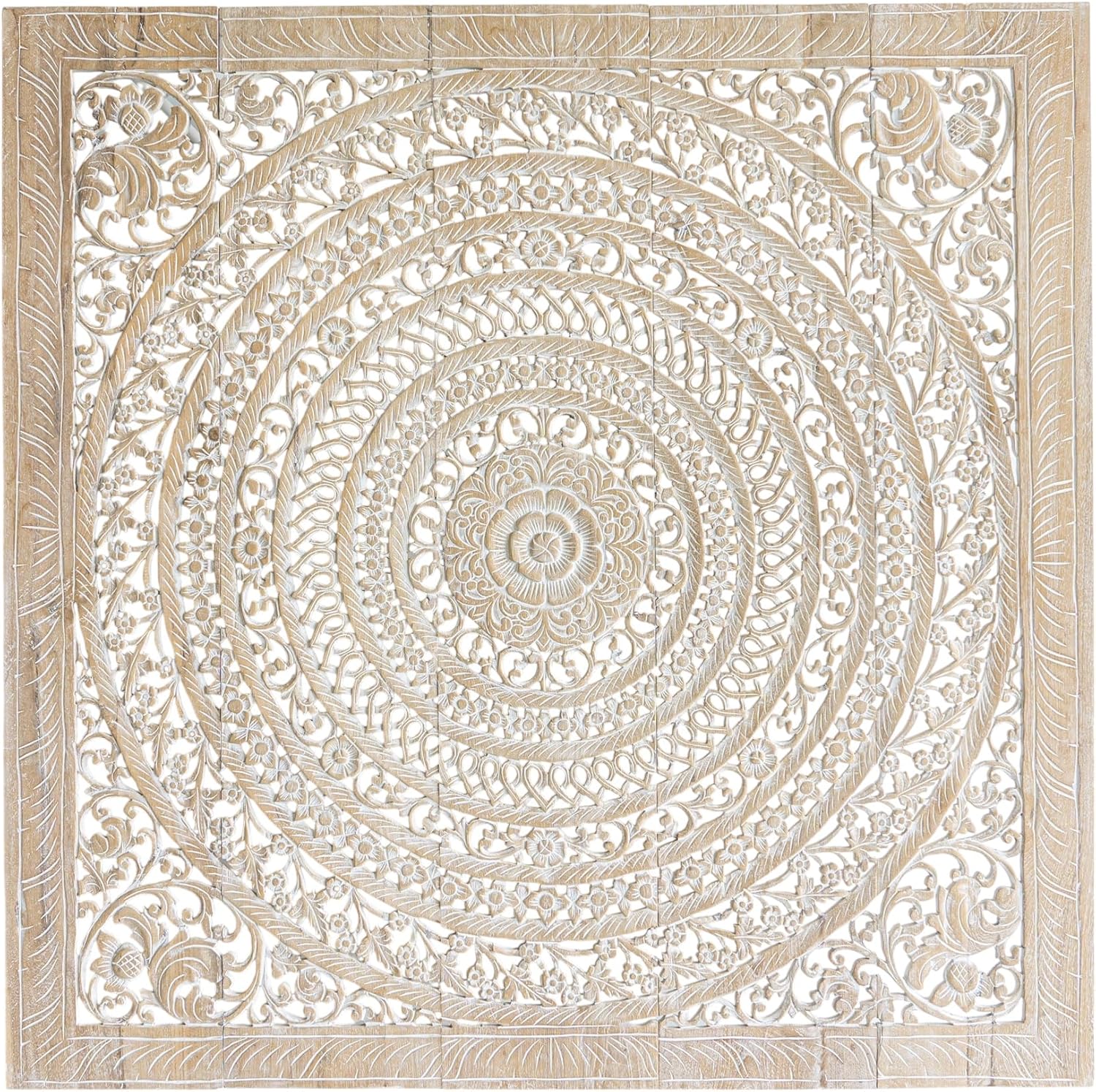 Siam Sawadee Moroccan Queen Headboard Coastal Bedroom - Home Decoration Furniture Wall Art Panels Hand Carved Reclaimed Teak Wood Thailand 60 Inches