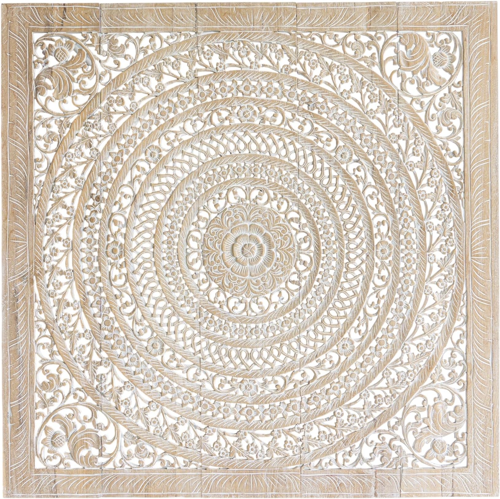 Siam Sawadee Moroccan Queen Headboard Coastal Bedroom - Home Decoration Furniture Wall Art Panels Hand Carved Reclaimed Teak Wood Thailand 60 Inches