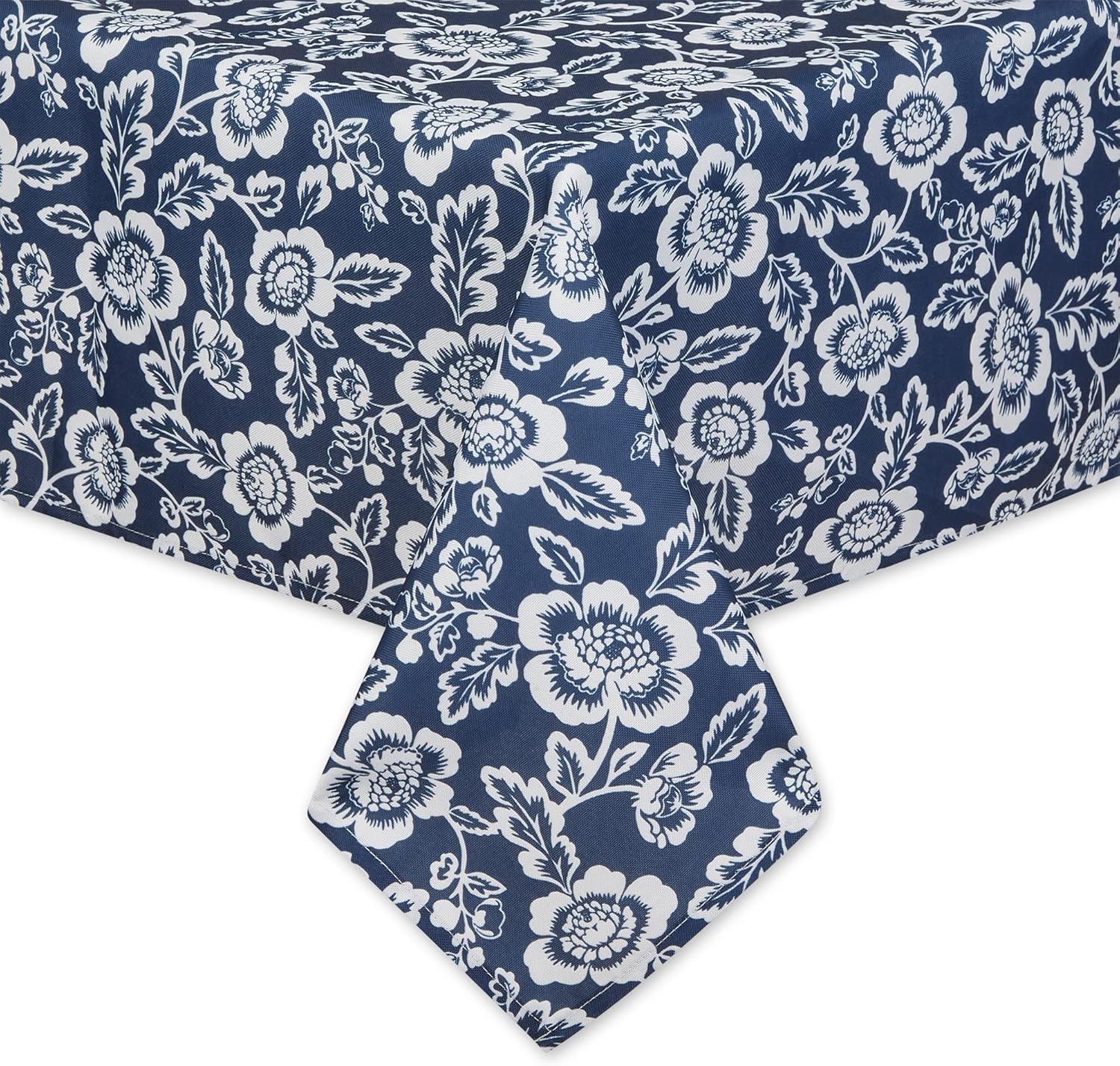 DII Floral Outdoor Zippered Tabletop Collection, Water Resistant, Tablecloth, 60 x 84, Nautical Blue