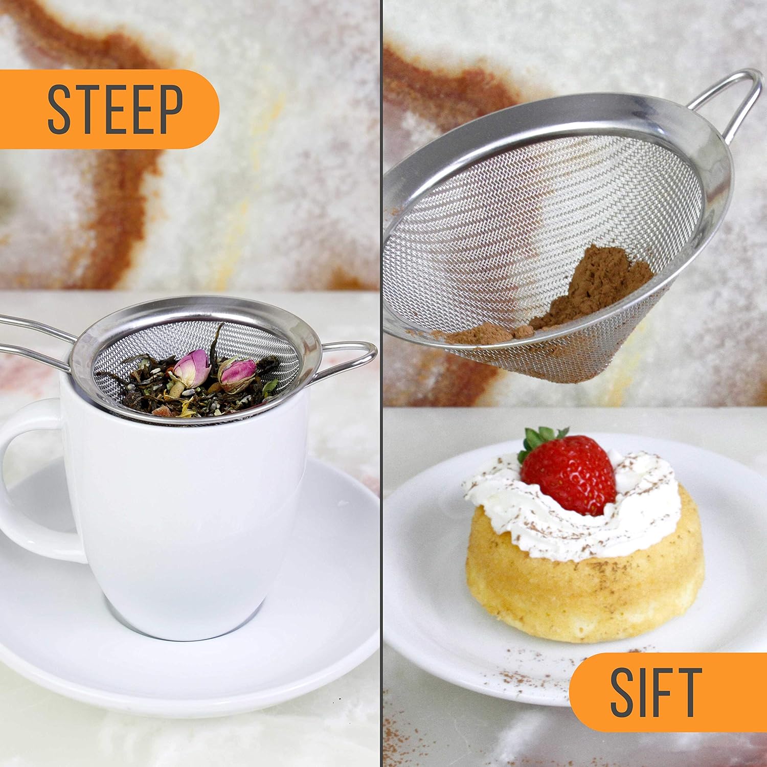 U.S. Kitchen Supply - Set of 3 Premium Quality Extra Fine Twill Mesh Stainless Steel Conical Strainers - 3", 4" and 5.5" Sizes - Chinois to Sift, Strain, Drain and Rinse Vegetables, Pastas & Teas: Home & Kitchen