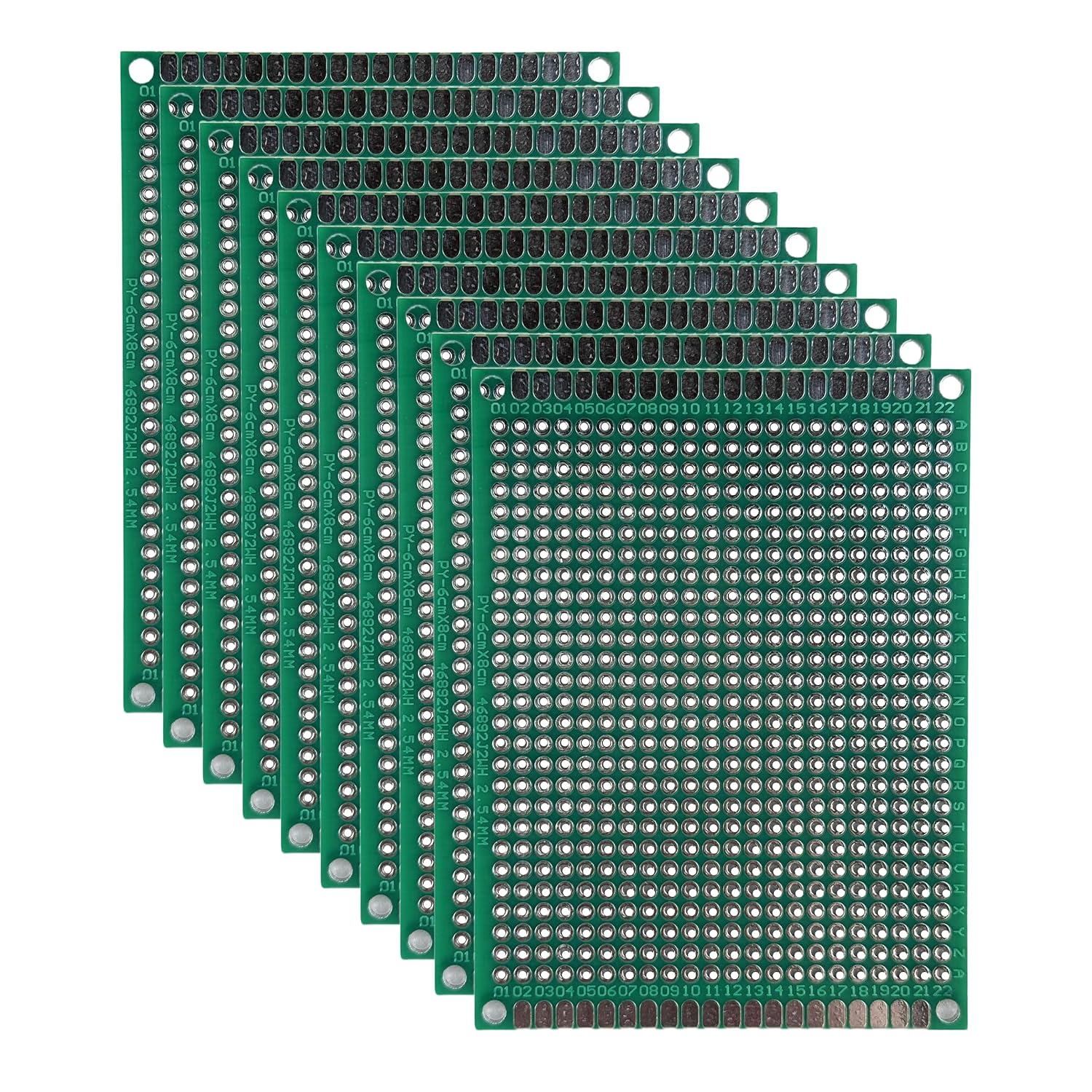 MTCELL 10 Pack Universal PCB Prototype Board 2.54mm Pitch 6x8cm