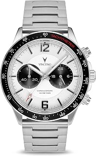 Luxury Watch for Men - Apex Men's Wrist Watch with Stainless Steel Watch Band, Italian Men's Wrist Watch, 42mm Analog Watch with Japanese Quartz Movement (Silver/Black)