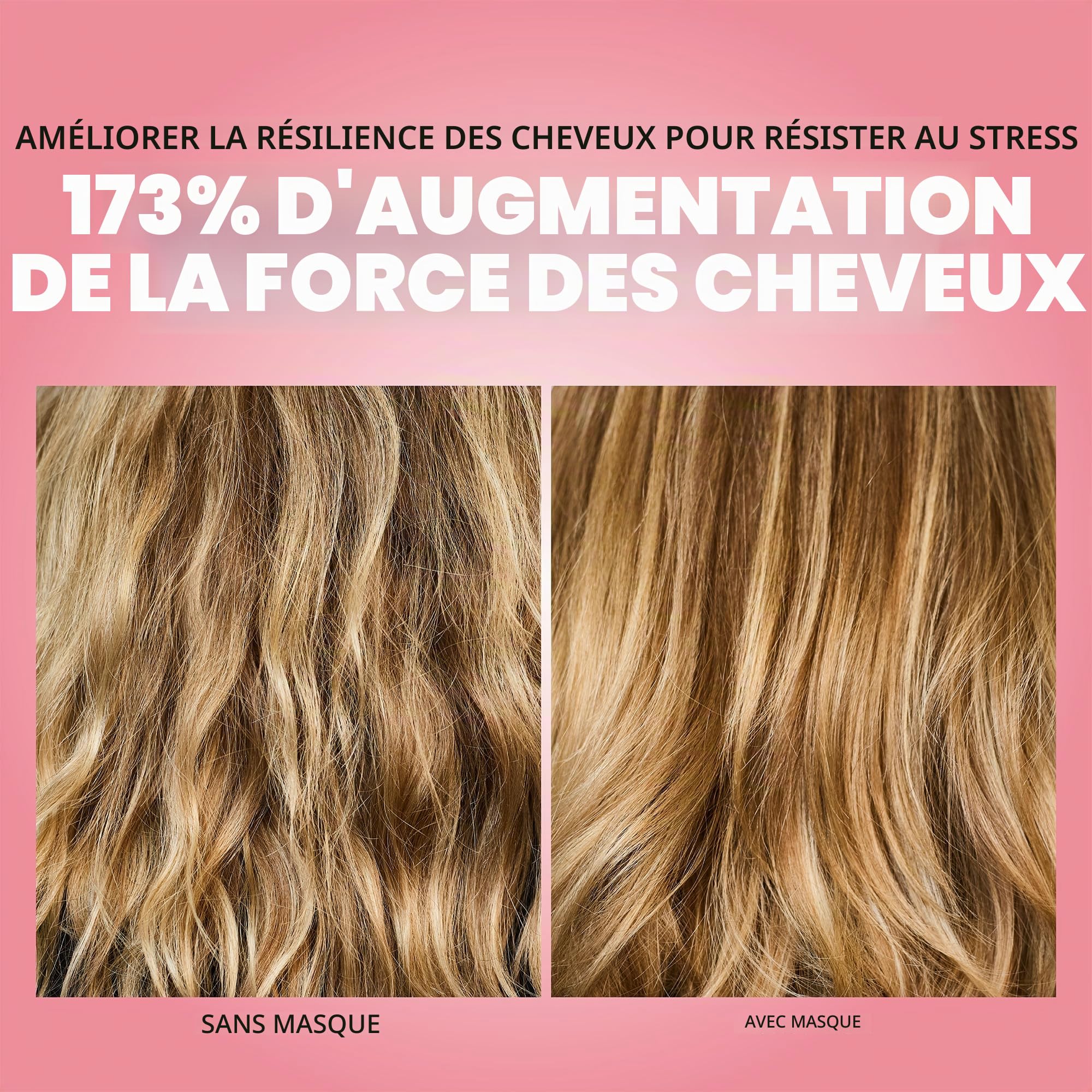 Masque capillaire sans rinçage pour cheveux abîmés (50 ml) – protection thermique BioTech jusqu’à 230°C avec molécule Goddess – soin reconstructeur effet blowout à base de protéines – Anti-frisottis