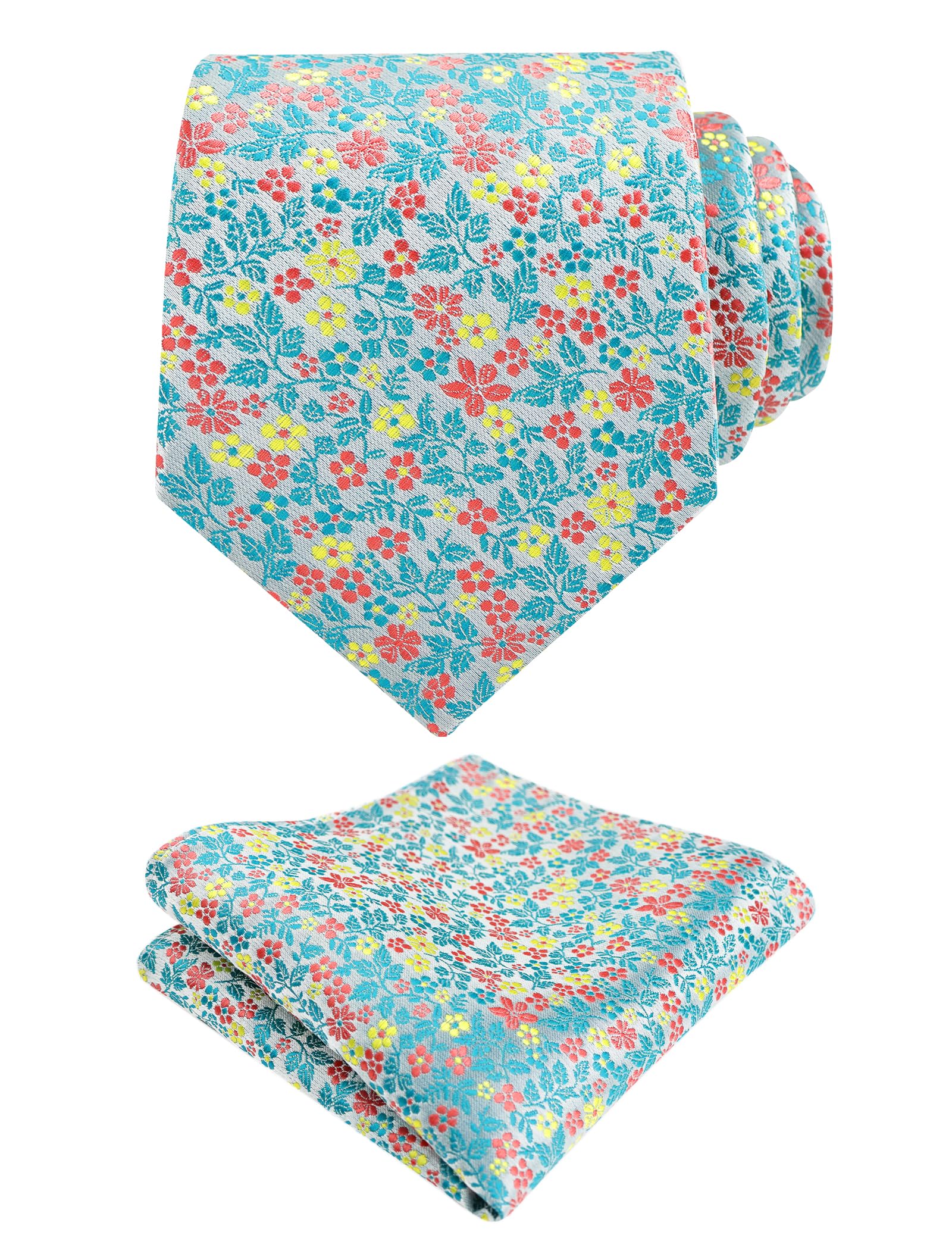 Alizeal Mens 3.15'' Floral Tie with Pocket Square