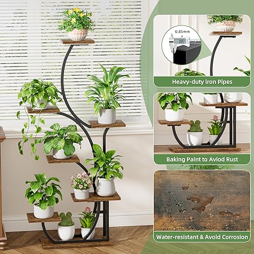 Miniatura 4 de Soporte para plantas de interior con luces de crecimiento, estante iluminado para plantas de interior, 57 pulgadas, soporte de esquina de 7 niveles