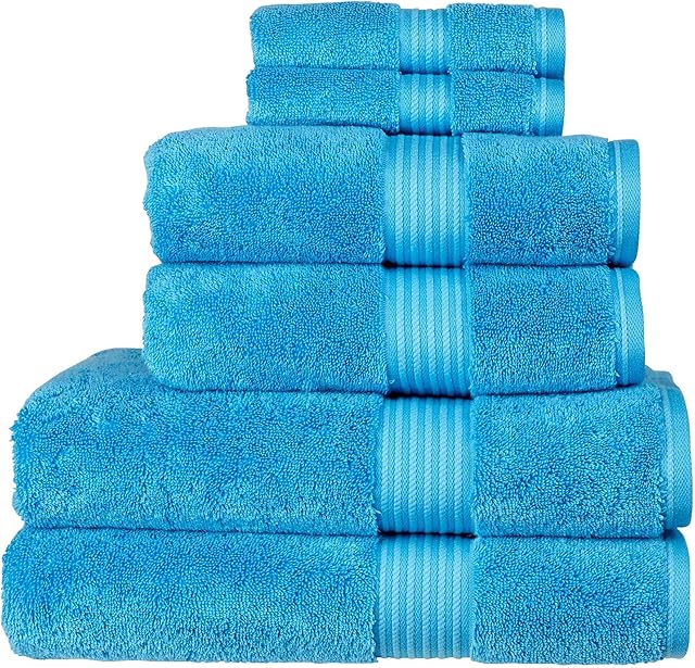 Christy Supreme Hygro 6 Piece Towel Set in Cadet Blue 100% Supima Cotton - Luxurious & High Absorbency - Ultra Soft - 650GSM - 2 Bath, 2 Hand & 2 Face Towels