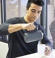 Vista 2 de MIRA Prensa francesa aislada de 20 onzas, cafetera y té de acero inoxidable, cafetera con control de temperatura de doble pared, color azul perla