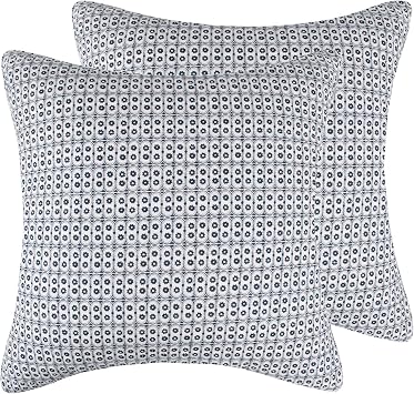 Levtex Home - English Forest Navy - Euro Sham Set of 2 - Geo Floral - 26x26in., No Insert - Cotton