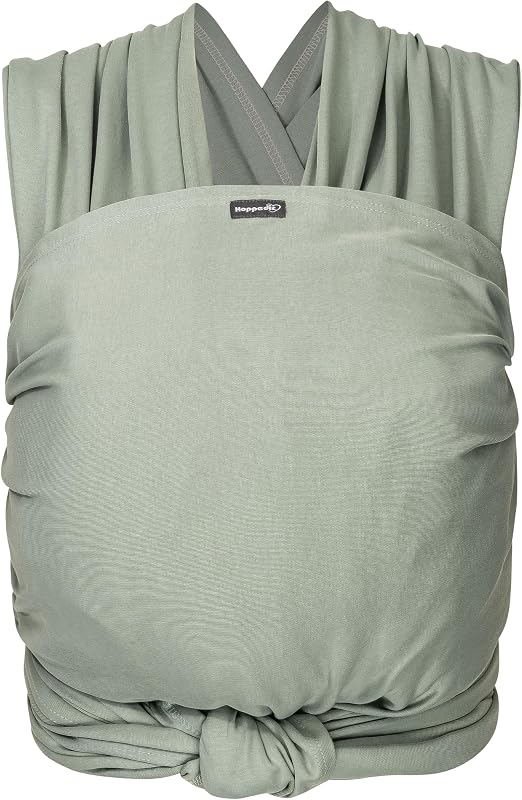 Hoppediz Elastisches Baby-Tragetuch - für Neugeborene ab Geburt (2-9 kg) - aus Bio-Baumwolle - Salbei 4,60 m, Grün